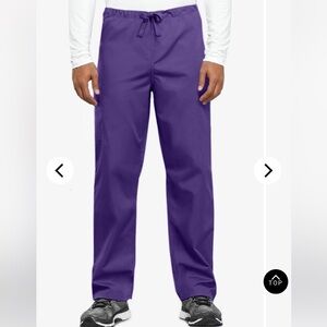 NWT CHEROKEE Workwear Scrub tie pants. Sz S 4100 color GRPW grape unisex